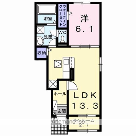 メゾンあおばⅢ(1LDK/1階)の間取り写真