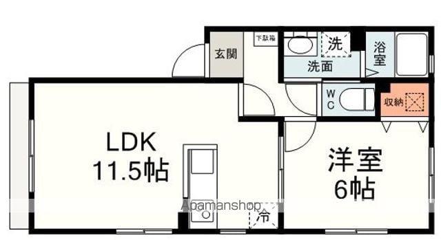 フォックス・アイランド(1LDK/1階)の間取り写真