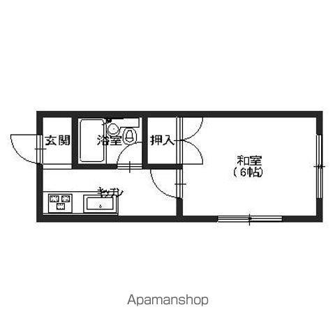 ペルシェ野々市Ⅲ(1K/2階)の間取り写真