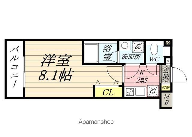 プレミアムキューブ三宿(1K/4階)の間取り写真
