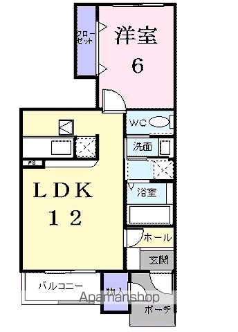 グラシュー・メゾンB(1LDK/1階)の間取り写真