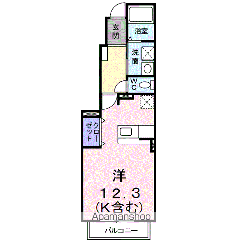 パインヒルズ(ワンルーム/1階)の間取り写真