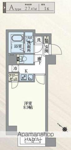 GRAN PASEO新宿河田町(1K/4階)の間取り写真