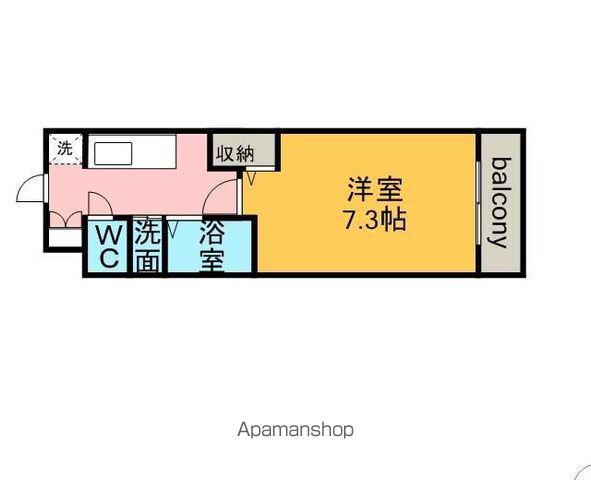エステート茶屋が坂(1K/3階)の間取り写真