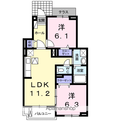 サンリットアベニューⅡ(2LDK/1階)の間取り写真