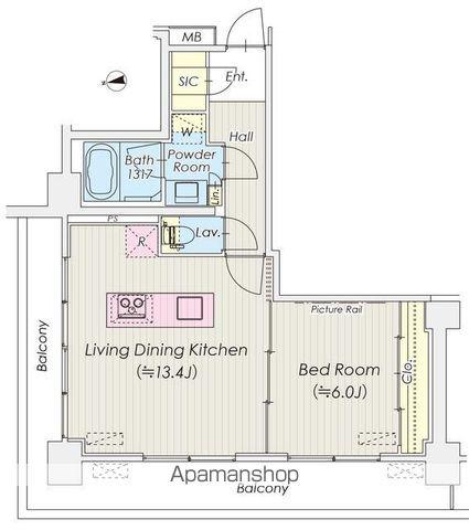 シャトレ信濃町(1LDK/3階)の間取り写真