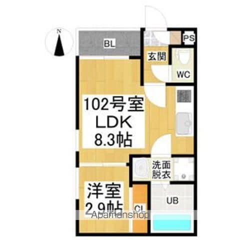 REGALEST浄心(1LDK/1階)の間取り写真