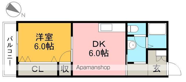 コーポレッドハット(1DK/4階)の間取り写真