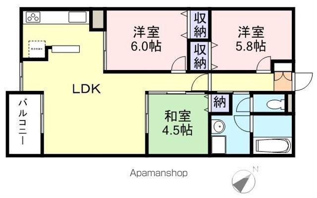 YNT第1マンション(3LDK/1階)の間取り写真