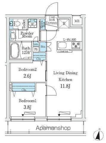 プライムブリス中野富士見町Ⅰ(2LDK/3階)の間取り写真