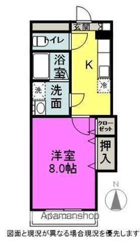 ブレイン吉田原(1K/1階)の間取り写真