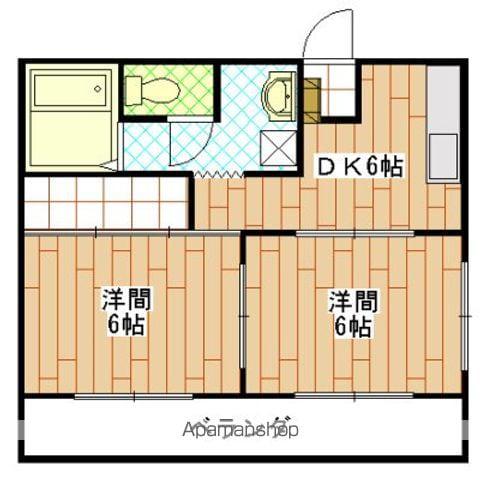 キャッスルモモI(2DK/2階)の間取り写真