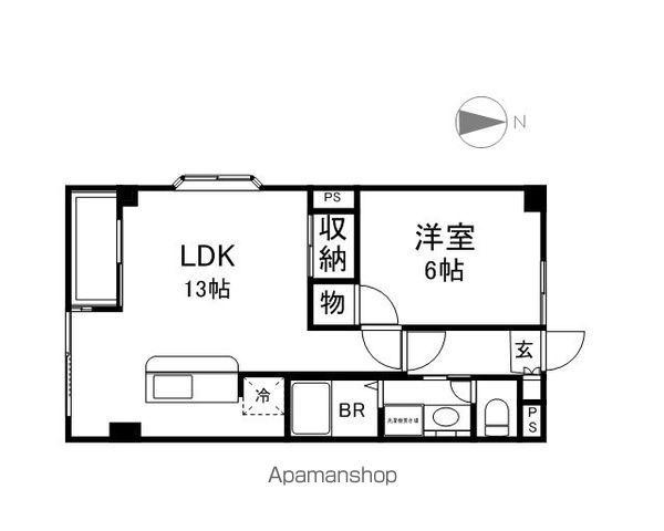 シティパル若宮Ⅰ番館A棟(1LDK/1階)の間取り写真