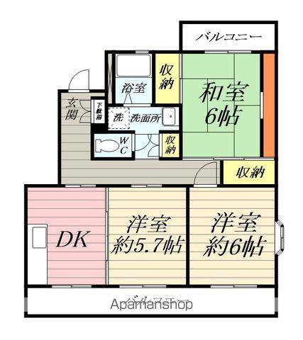 スプリームヒル(3DK/2階)の間取り写真