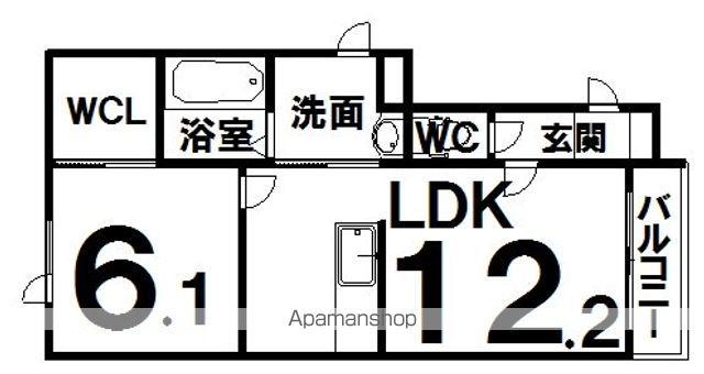 PLACER(1LDK/2階)の間取り写真