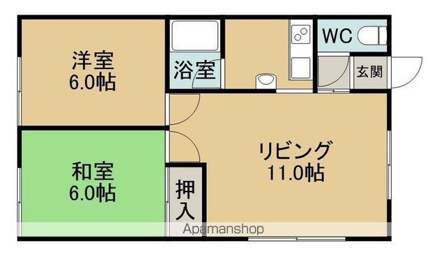 ハイツナルカワ(2LDK/1階)の間取り写真