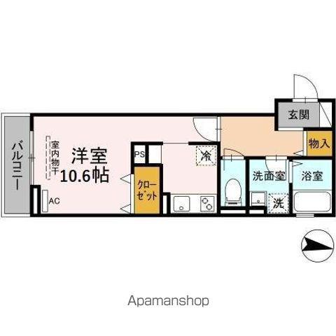 ウィステリア(ワンルーム/2階)の間取り写真