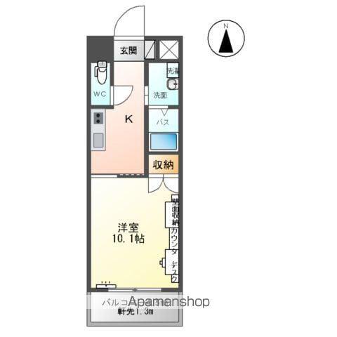 東北本線 福島駅(福島) 徒歩8分 5階建 築17年(1K/3階)の間取り写真