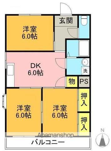 第2磯部コーポ(3DK/2階)の間取り写真