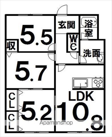 ドルシスⅡ(3LDK/1階)の間取り写真