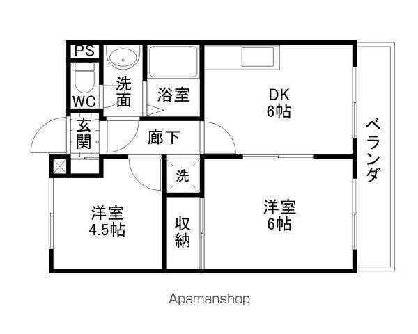 エスポワール湖南(2DK/2階)の間取り写真