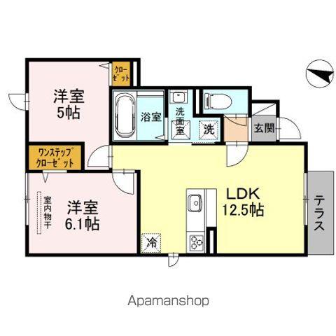 クレア A棟(2LDK/1階)の間取り写真