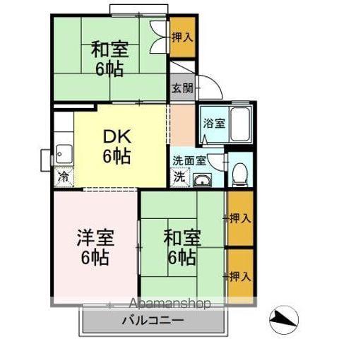 セジュール渡辺B(3DK/2階)の間取り写真