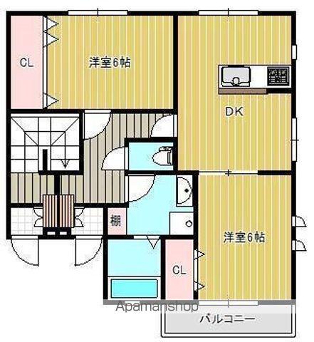 スカイガーデン原田1号地(2DK/1階)の間取り写真