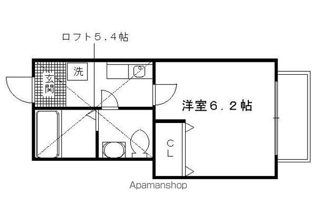 ベルビュー深草(1K/2階)の間取り写真