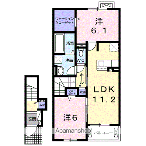 フェリーチェ リノ Ⅱ(2LDK/2階)の間取り写真