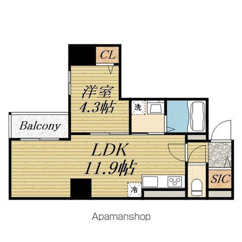 グランピーノ UCHIAWAJI(1LDK/11階)の間取り写真