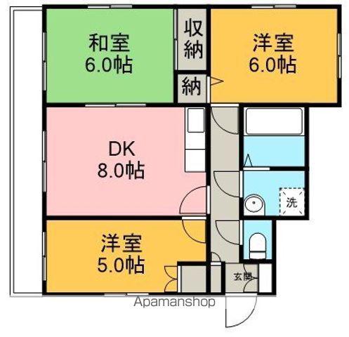 ルミエール松ヶ丘(3DK/4階)の間取り写真