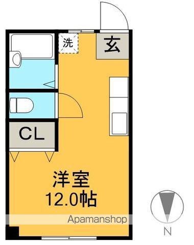 ローズハイツ(ワンルーム/1階)の間取り写真