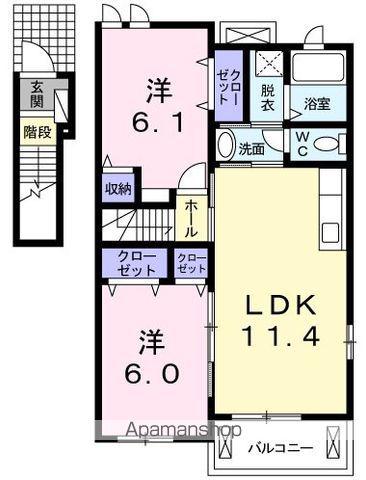 レインボーⅠ棟(2LDK/2階)の間取り写真