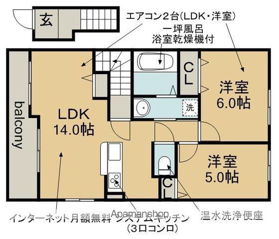 ベルポスト・ドゥーエ(2LDK/2階)の間取り写真