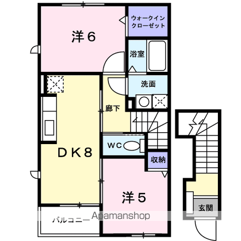カルメテオ(2DK/2階)の間取り写真
