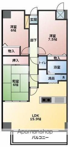 サーパス鷹子弐番館(3LDK/5階)の間取り写真