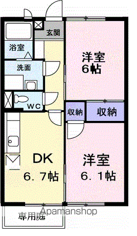 ニューハイツ前田B(2DK/1階)の間取り写真