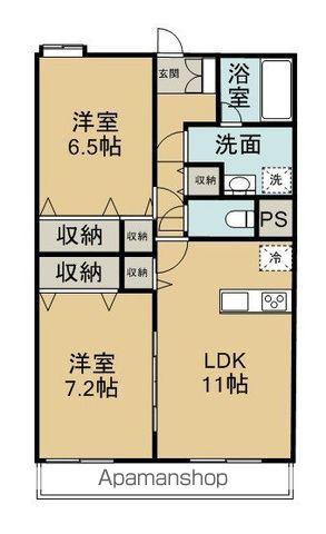 クラーロ・ティエラ(2LDK/1階)の間取り写真
