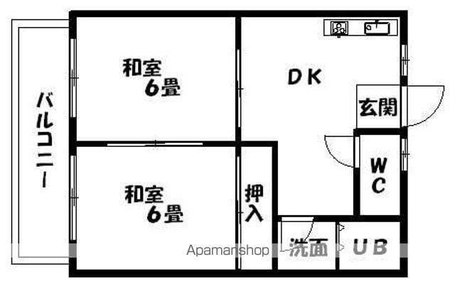 南原ハイツ(2DK/2階)の間取り写真