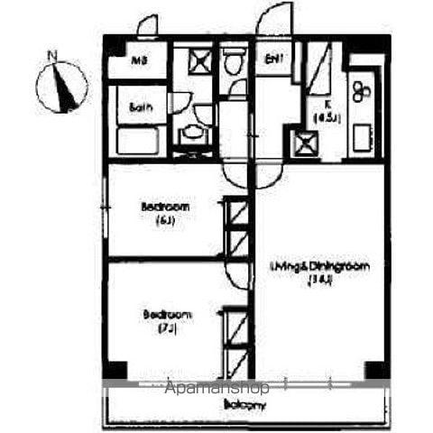 ヴァンテ・アン神楽坂(2LDK/3階)の間取り写真