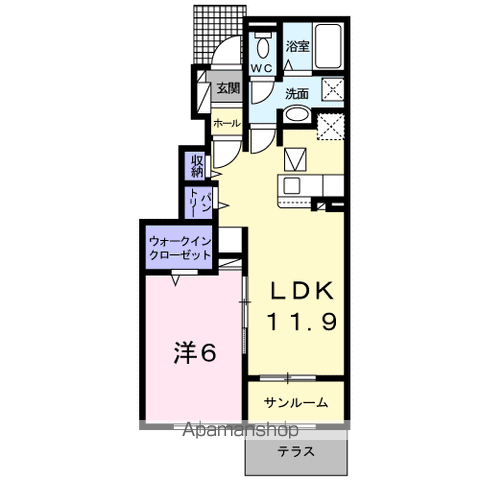 グランシャリオ Ⅴ(1LDK/1階)の間取り写真