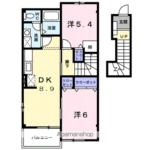 シェーン プラッツ B(2DK/2階)の間取り写真