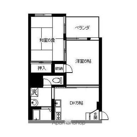 スクウェアーコート(2K/3階)の間取り写真