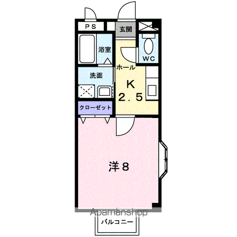 ヴィル・クラージュ(1K/2階)の間取り写真
