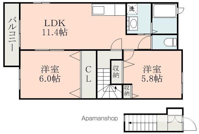 スプリング山鹿(2LDK/2階)の間取り写真