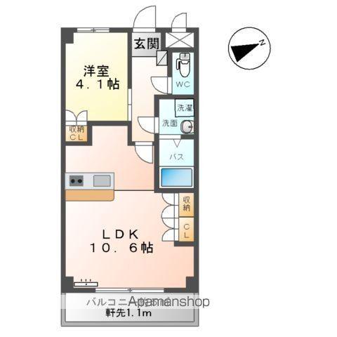 アクティブシティー一里塚(1LDK/3階)の間取り写真