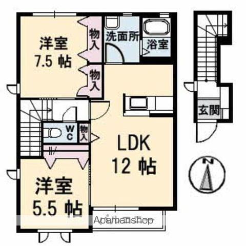 シャーメゾン・ミモザ(2LDK/2階)の間取り写真