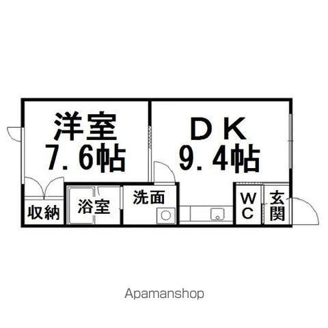 レジデンスさき(1DK/2階)の間取り写真