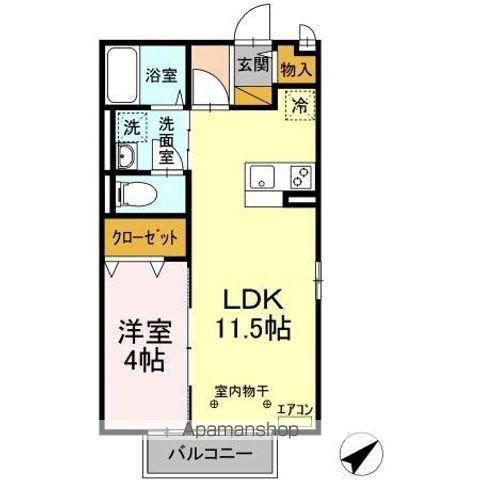 イオソレーユI(1LDK/2階)の間取り写真
